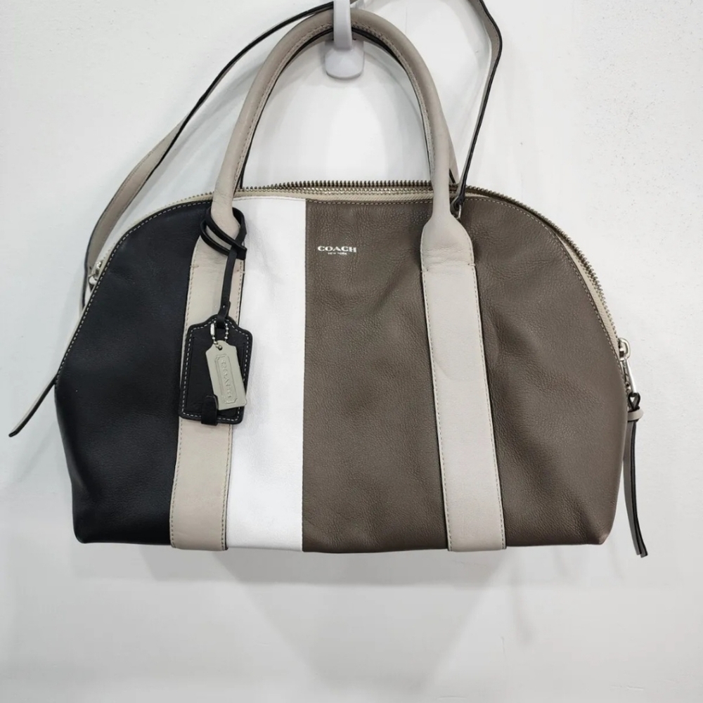 Coach Handbag Bleeker Preston 30151 Colorblock White Brown Black